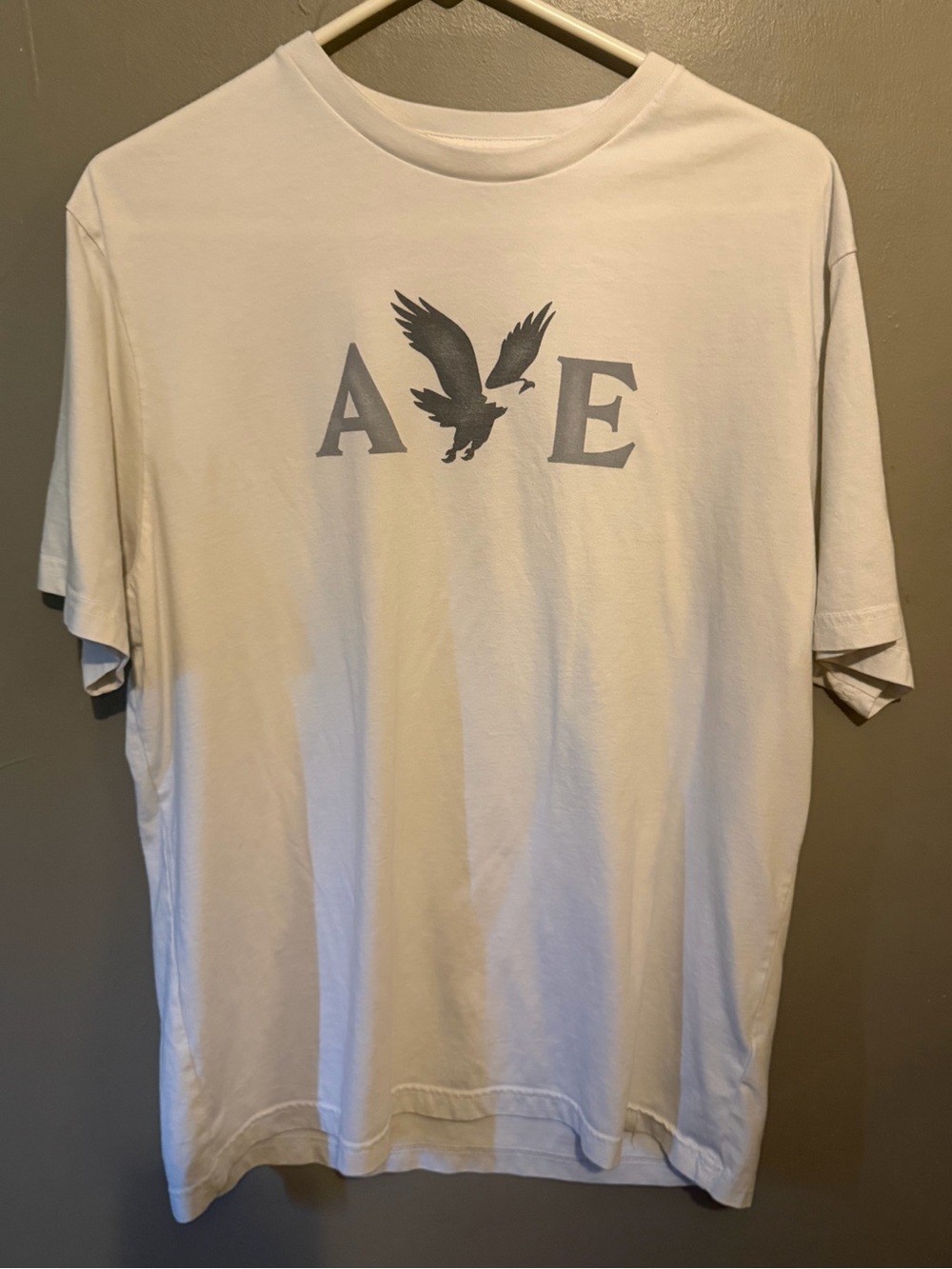 American Eagle Outfitters Men’s Off-White T-Shirt with Gray Eagle Logo